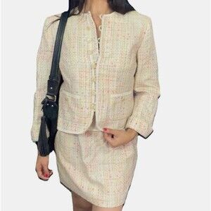 Sag Harbor Women’s Two Piece Tweed Suit Size 8/10 Multicolor Classy Kdrama Set